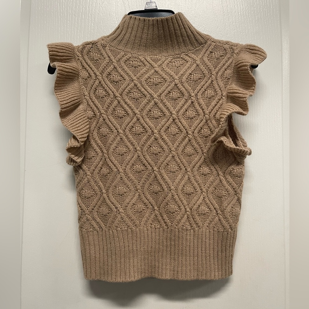 SHEIN Tan Cable Knit Sweater Vest- Size S